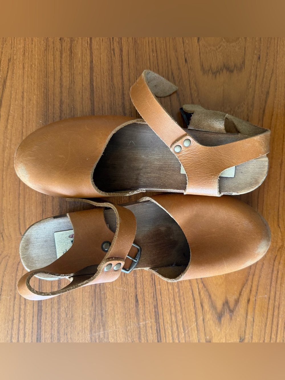 Brown Leather Clogs
